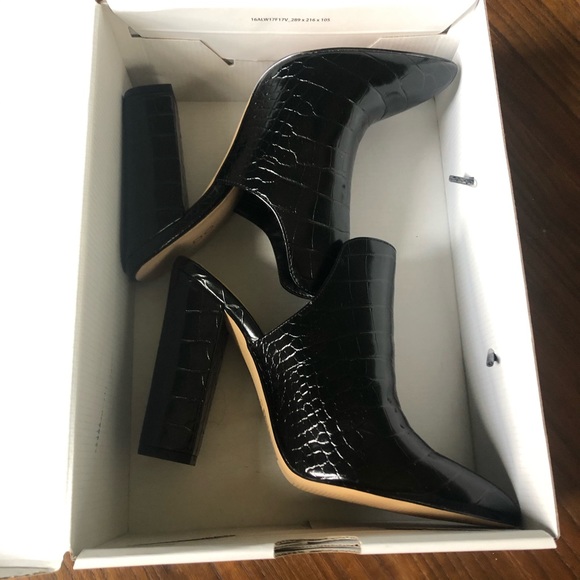 NEW Aldo Black Croc High Heel Mule - Size 8 - Picture 7 of 8